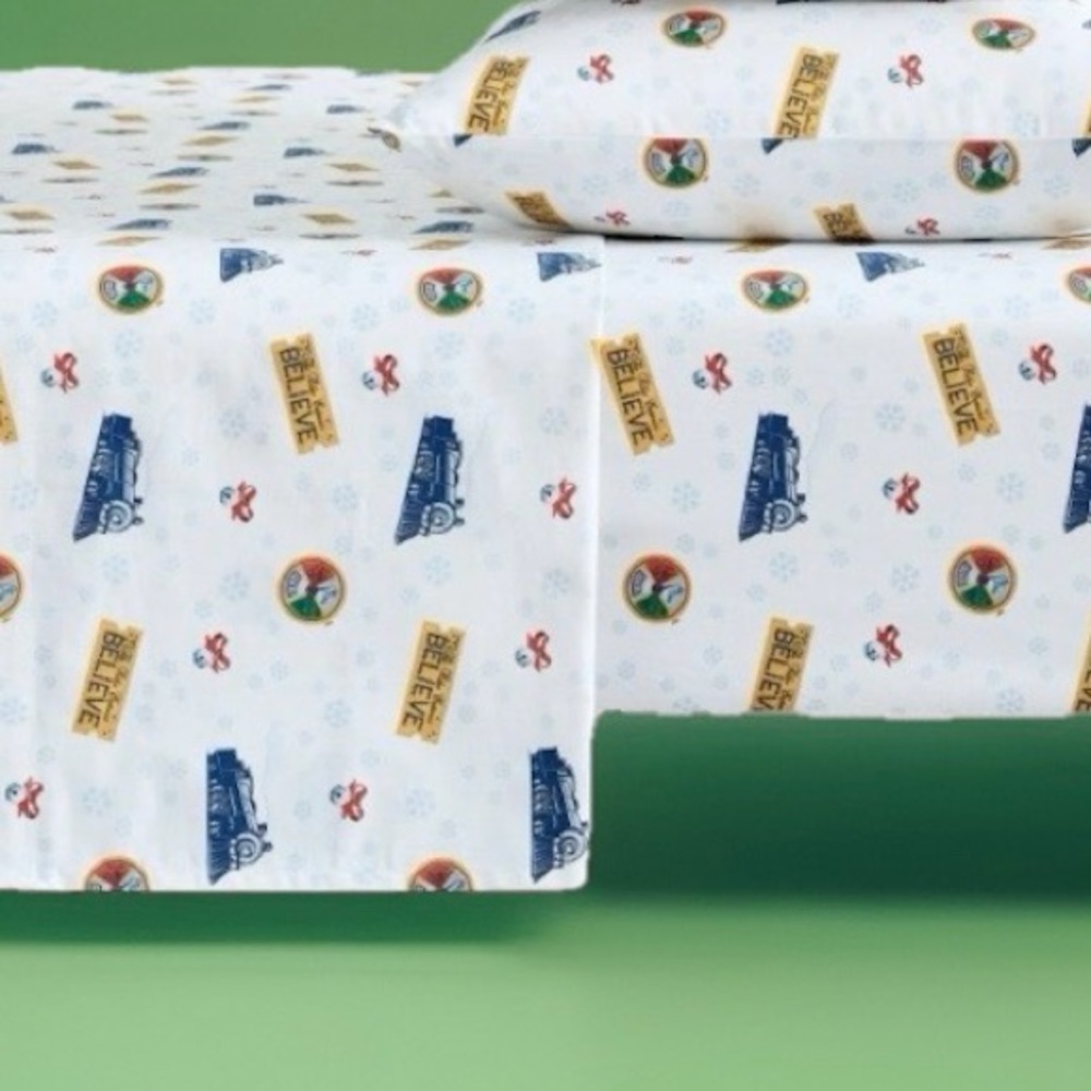 Pottery Barn Christmas Polar Express Train Twin Twin XL Sheet Set Cotton Holiday